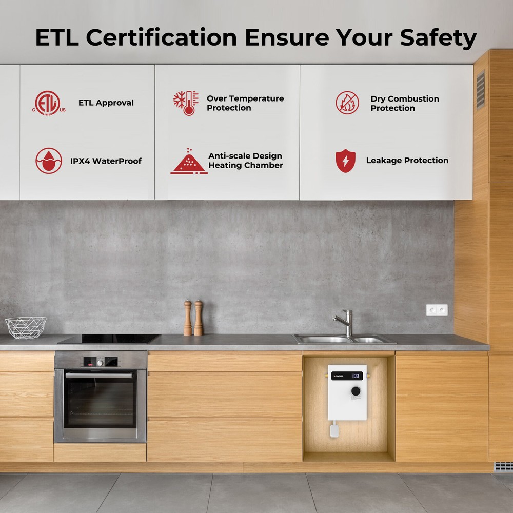 Camplux 11kW Electric Tankless Water Heater 240 Volt Instant Hot w/Side Connect