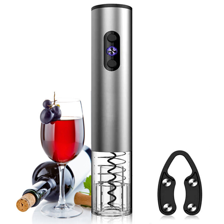 Electric Wine Bottle Opener, Automatic Corkscrew with Foil Remover (Silver)