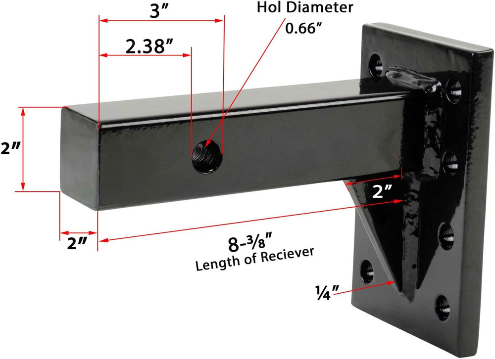 3 Position Pintle Hitch Mount Plate for 2" Hitch Reciever - 20,000 Lbs - Solid S