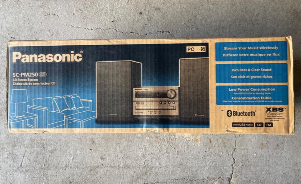Panasonic Mini-component CD Stereo system SC-PM250-S Silver USB Memory Bluetooth