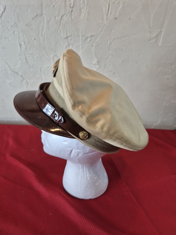 Named WWII US Enlisted Crusher Visor Cap Tan Khaki