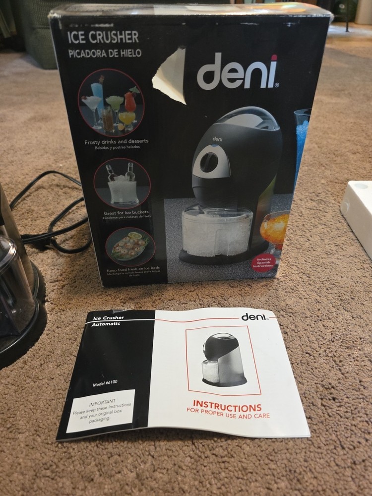 Deni ICE CRUSHER Black Stainless Model 6100 Shaved Cubes Automatic Electric