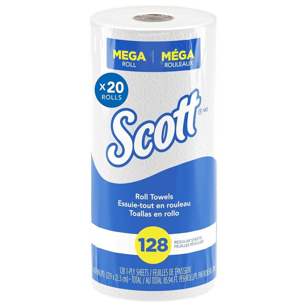 Scott Kitchen Paper Towels 20 Rolls Case - Fast-Drying, 2,560 Sheets Total