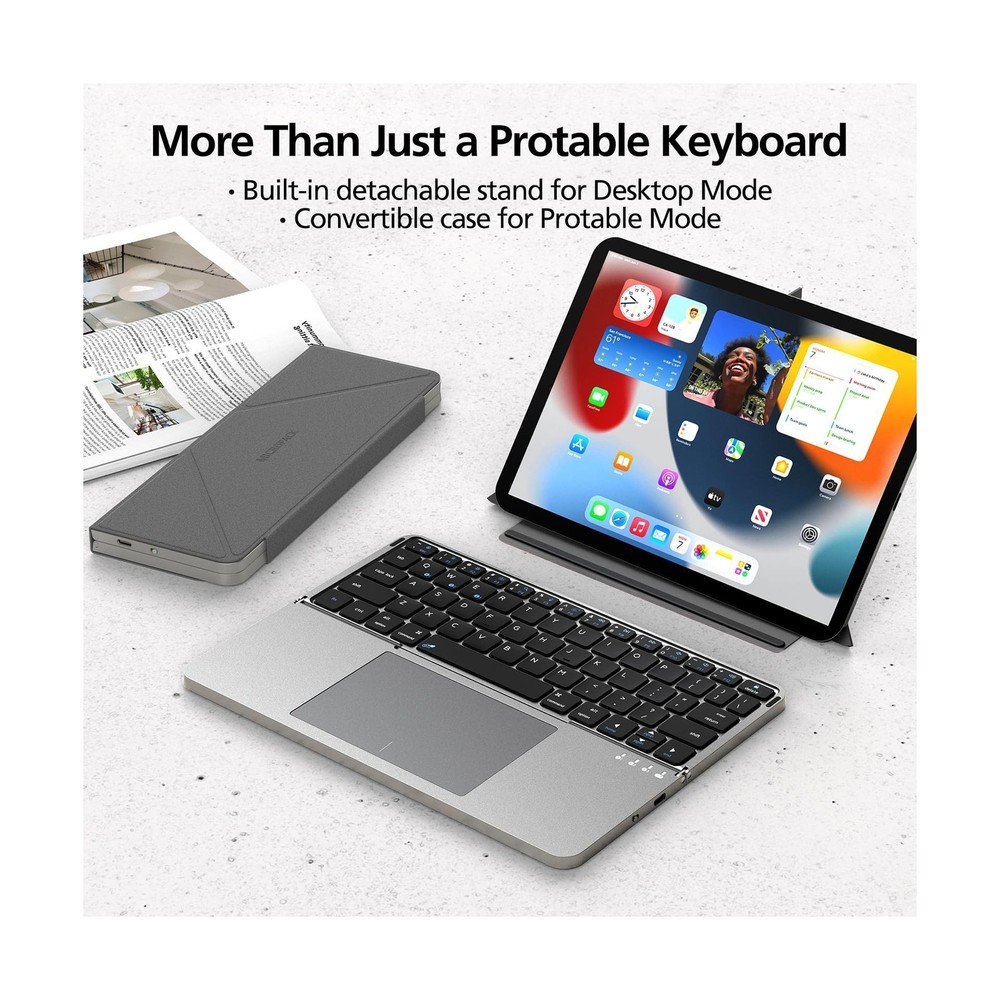 MicroPack Foldable Bluetooth Keyboard with Touchpad & Stand for iPad/iPhone/M...