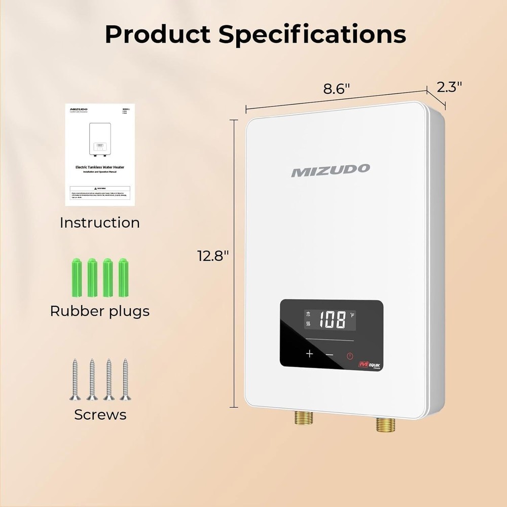 MIZUDO 6500W Tankless Water Heater Electric 240V LED Display Instant Boiler USED