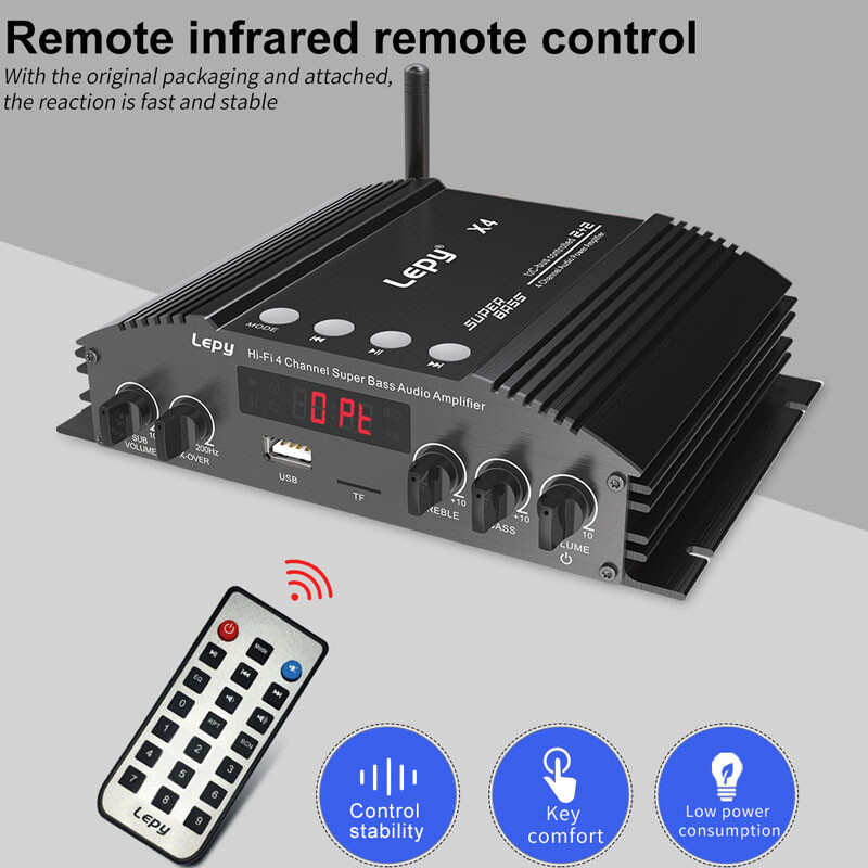 ‌Compact 4CH Amplifier: 240W Total, Multi-Input & 20Hz-20KHz‌