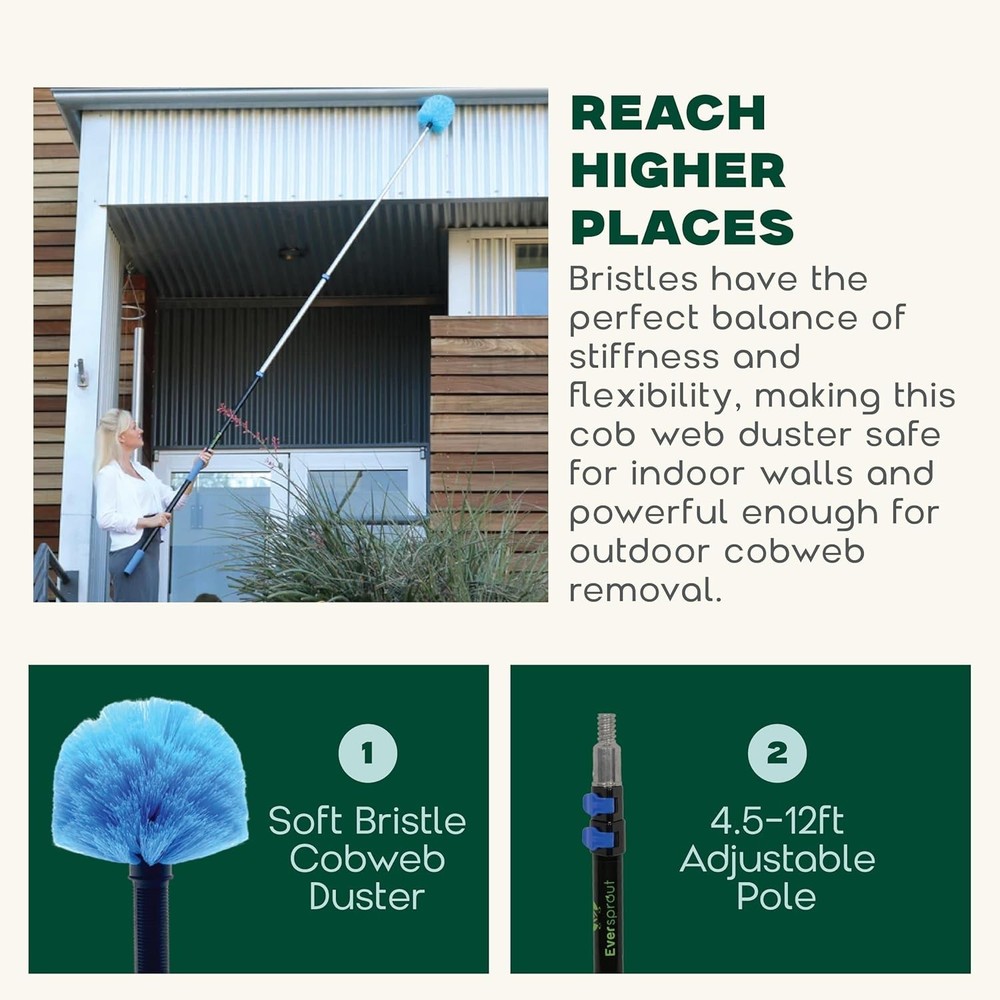 Extendable Duster 20ft - Durable Aluminum Pole for Cobwebs & High Ceilings