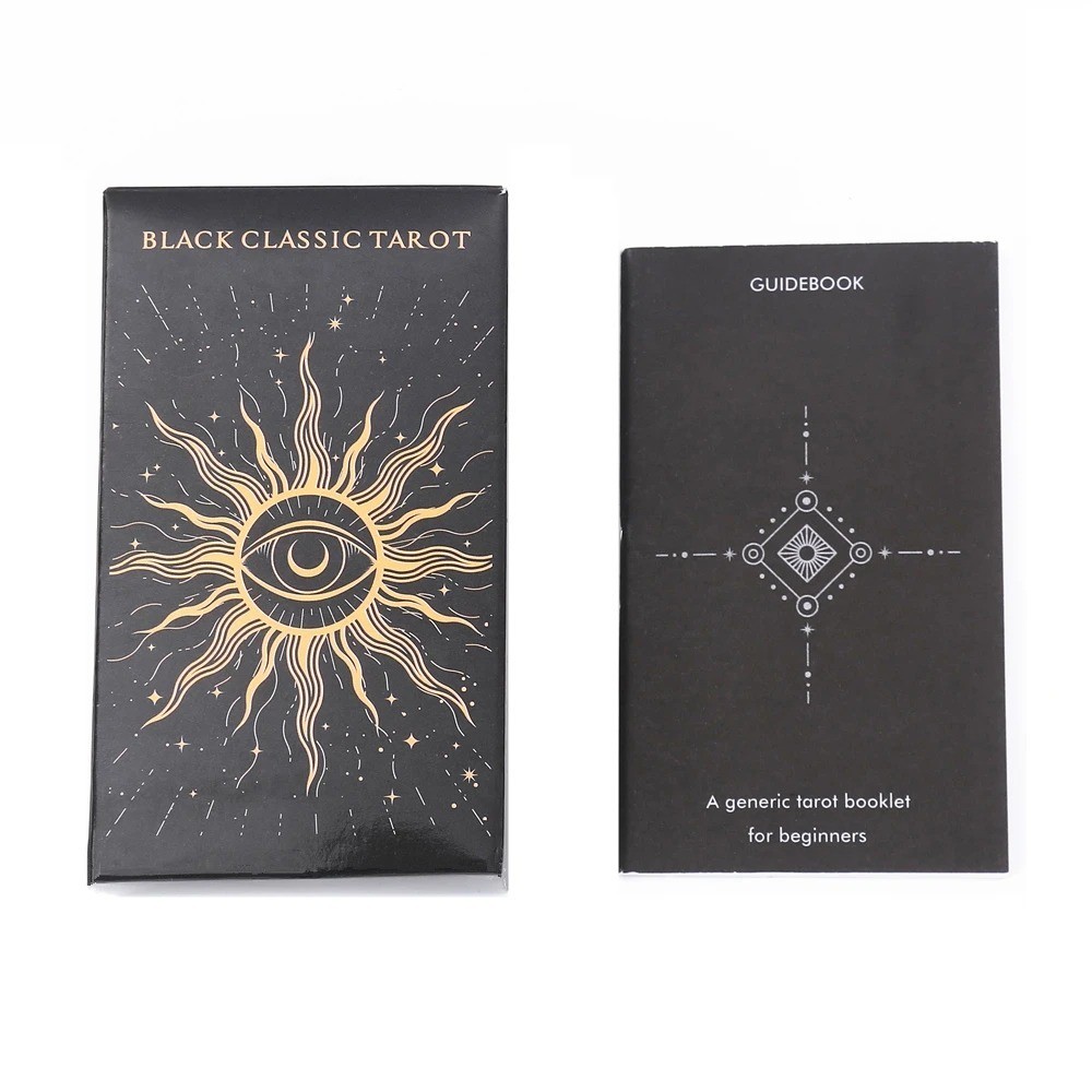 Black Classic Tarot Cards Deck 78 Cards Fortune Telling with Guidebook