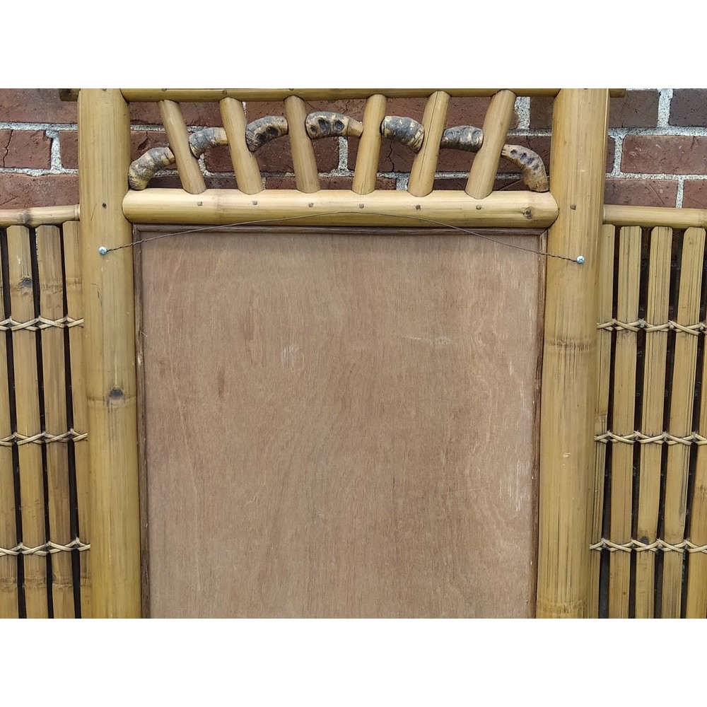 Solid Bamboo Wall or Vanity Mirror w/Folding Double Doors Tiki Island Unique