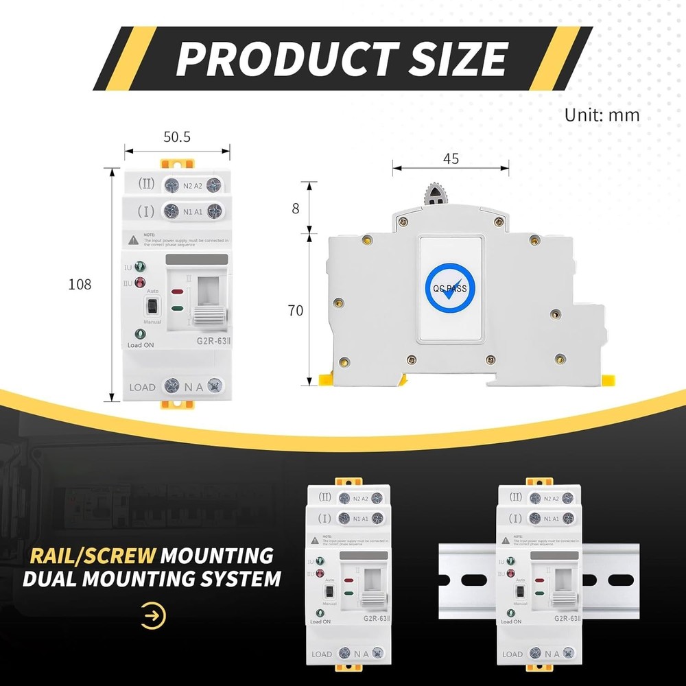 Mini ATS AC 63A Automatic/Manual Transfer Switch 110V - Reliable Power Solution
