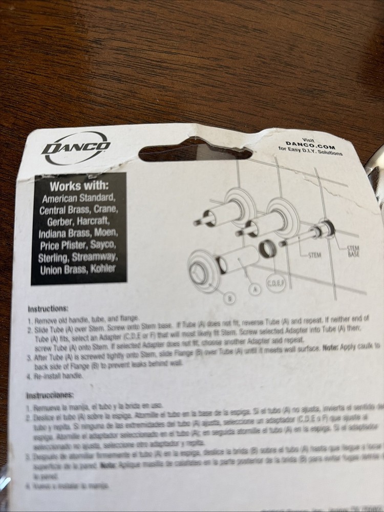 Danco Universal Tube & Flange Assembly Brass Chrome 10307