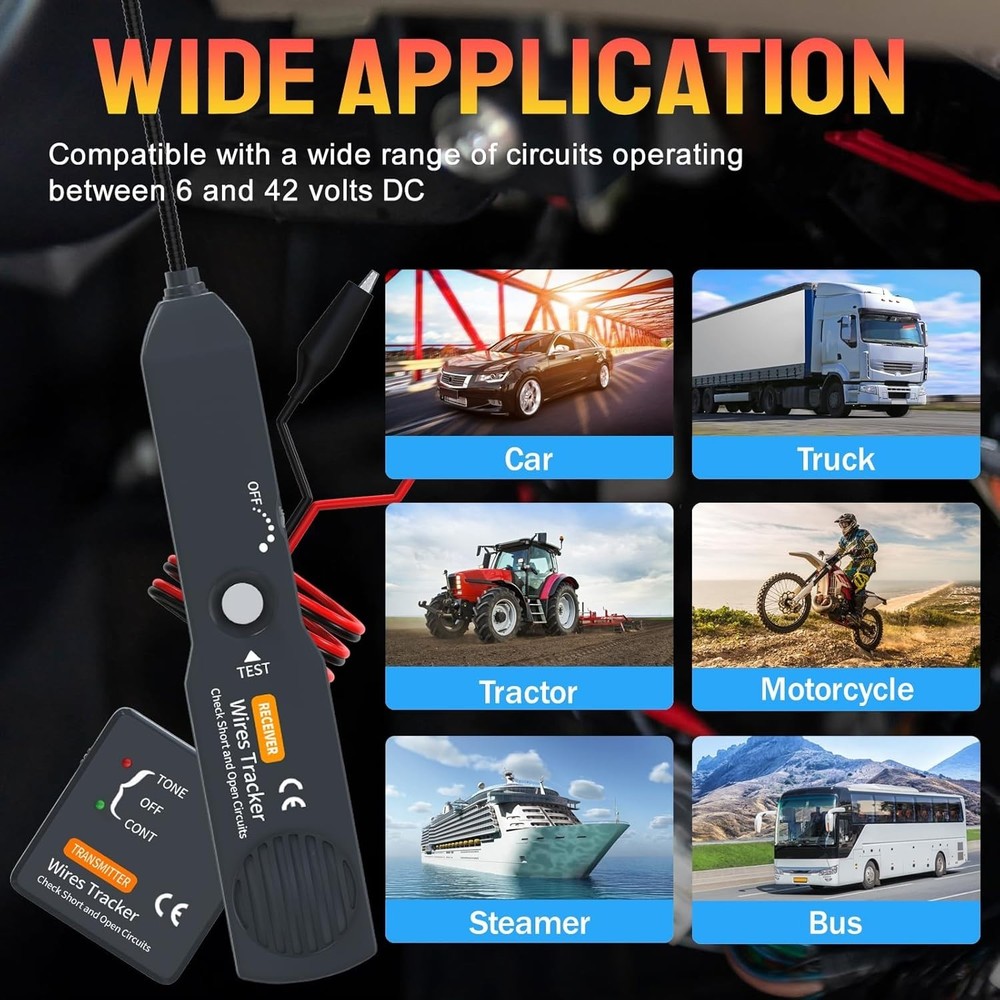 Professional Wire Tester & Short Finder - Includes Batteries for DC Circuits