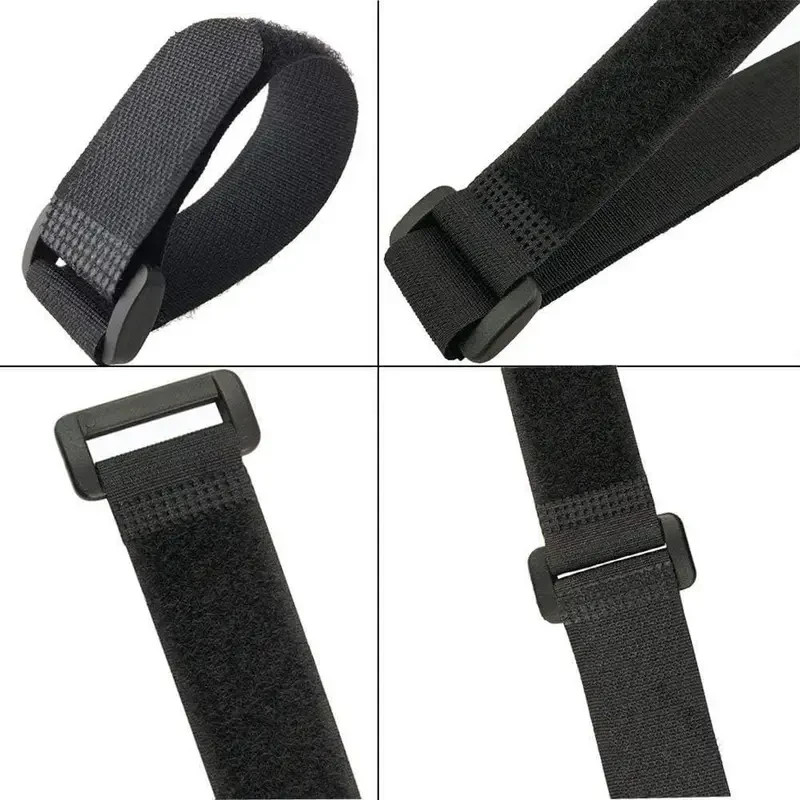 8" BLACK, HOOK & LOOP CABLE TIES NYLON STRAPS - 5 PACKS