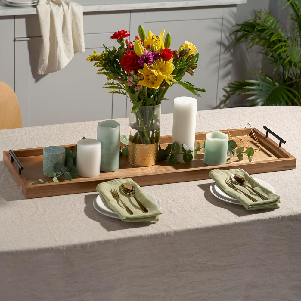 Modern Manor Longboard Cheese Platter with Handles, Rectangular Cheese Board and