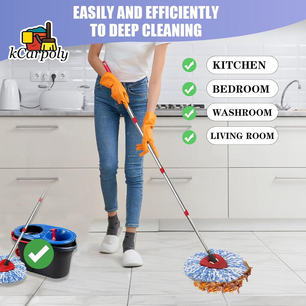 6 Pack Spin Mop Heads Replacements Compatible for O Ceda Rinseclean 2 Tank Syste