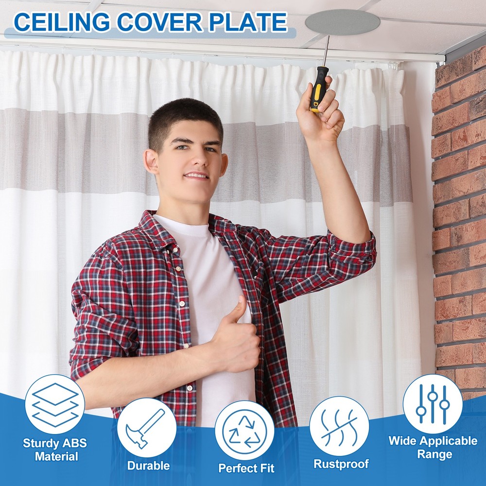 3.7" Spring Ceiling Cover Plate for 2.2-3.4" Round Hole, Dark Gray