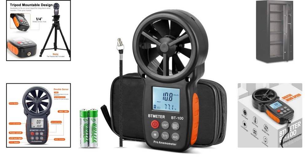 Multi-Function BT-100 Anemometer: Wind Speed, Chill & Temperature Measurement