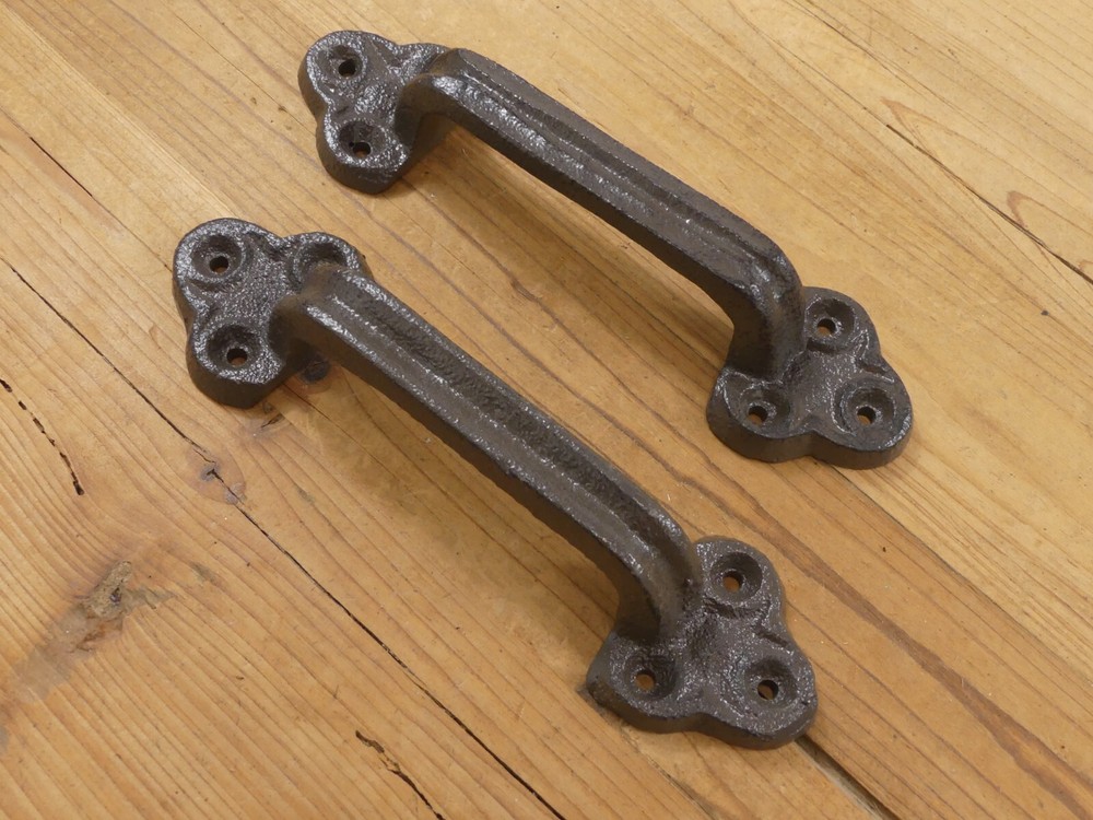 6 Large Cast Iron Door Pull Handles Gate Shed Barn Drawer Rustic Hardware