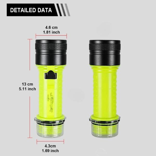 P100 Diving Flashlight Professional Diving Torch Waterproof Led Diving Lights