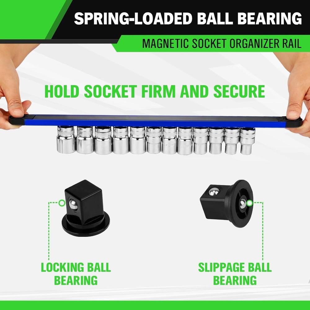 Aluminum 1/2-Inch Socket Organizer Rail - Smart Tool Storage Solution