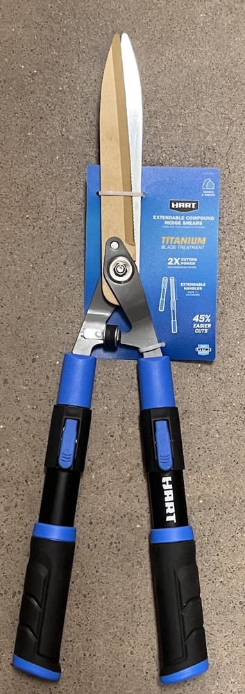 Hart HHGCHSE1 Telescopic Extendable Compound Hedge Shears Titanium Blade New