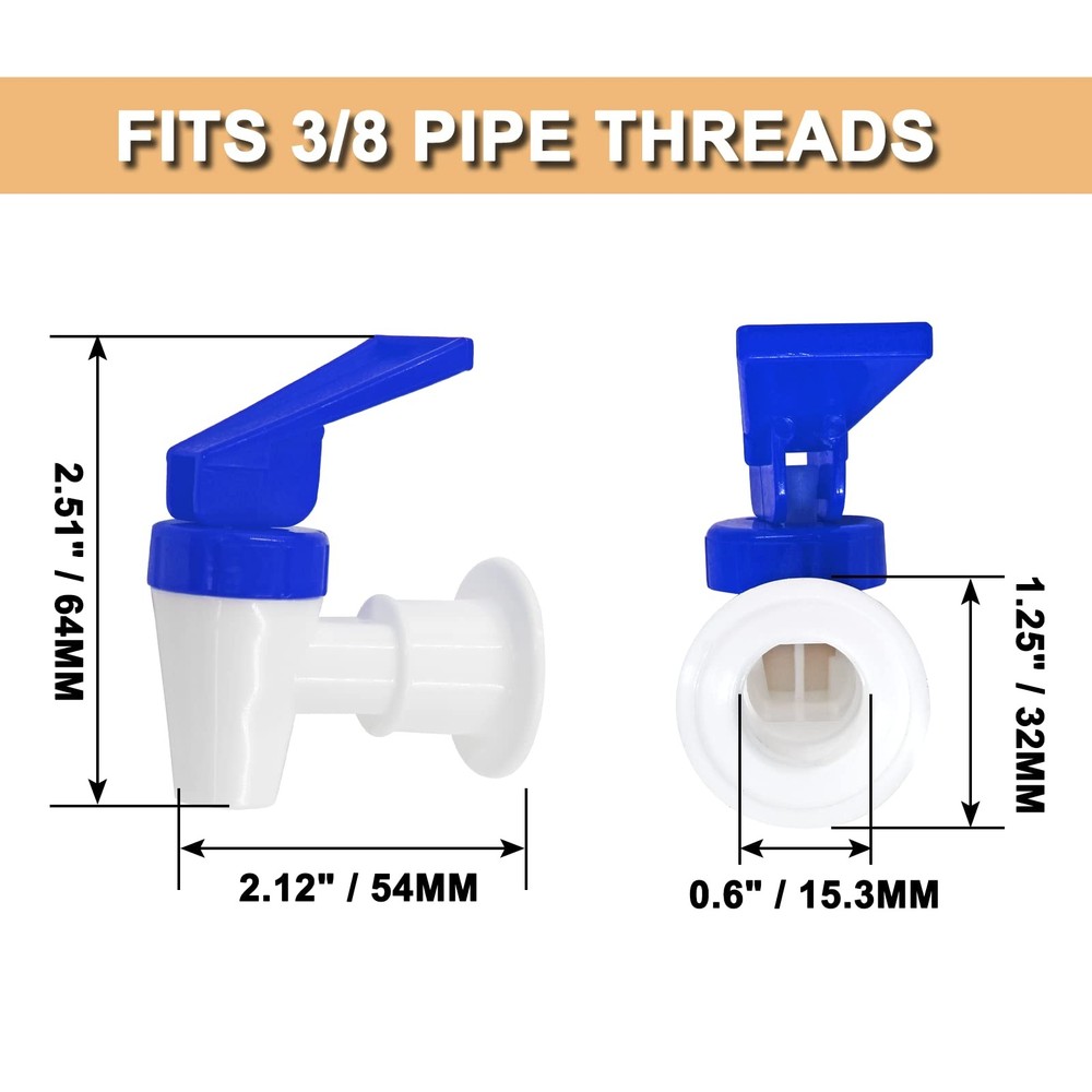 Replacement Cooler Faucet 2 Blue Internal Thread Plastic Spigot for Water Cooler