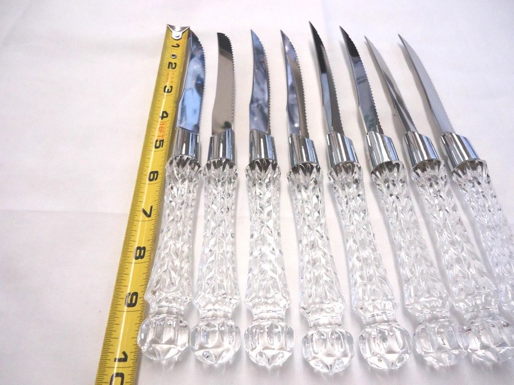 CRYSTAL HANDLE STAINLESS STEAK KNIFE 8-PIECES