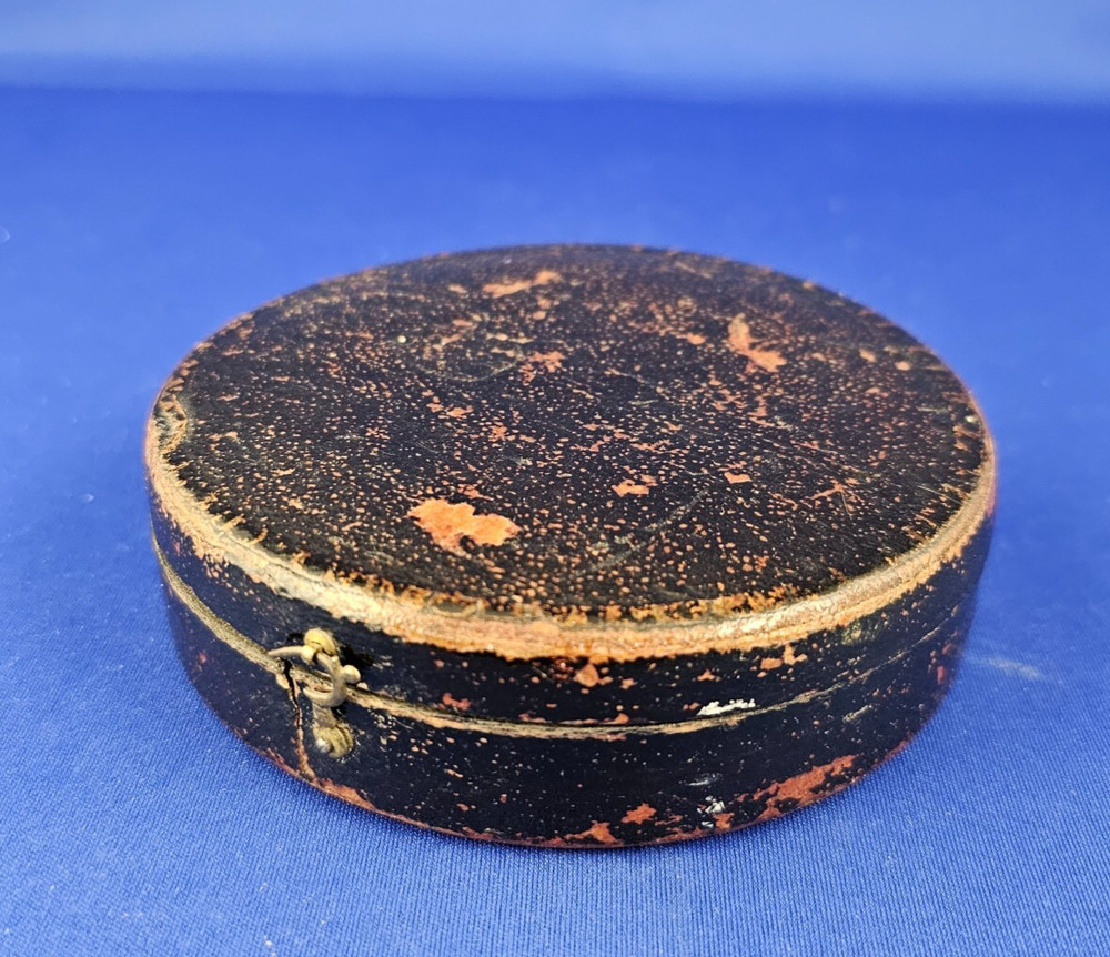 Antique Brass Surveyor's POCKET COMPASS Functioning Needle Lock Original Case