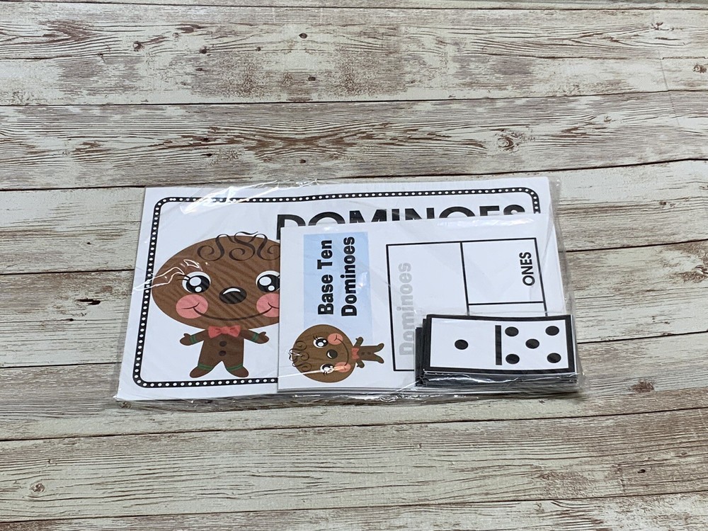 Gingerbread Boy - Themed Learning Centers - Dominoes Base Ten Laminated