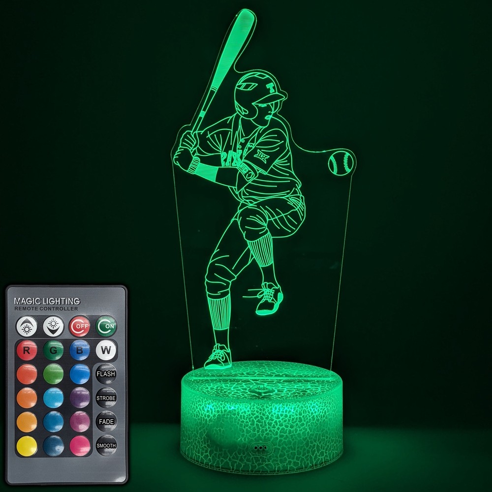 Baseball Windup LED Night Light w/ Remote Control - 16 Colors, 5 Modes, Dimmable