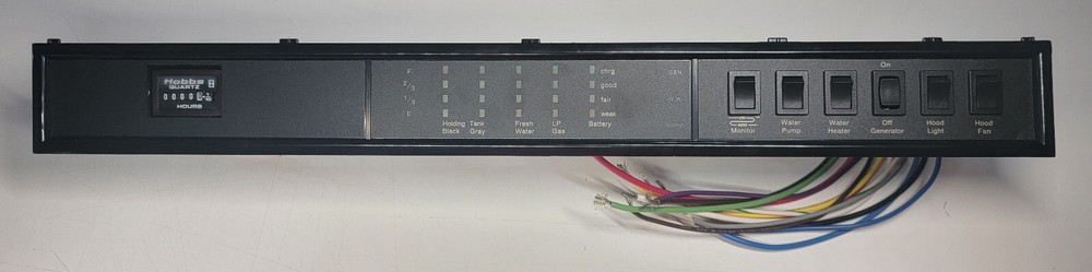 JRV Products RV Range Hood Monitor Panel w/ Hobbs Quartz Hour Meter 6 Switches
