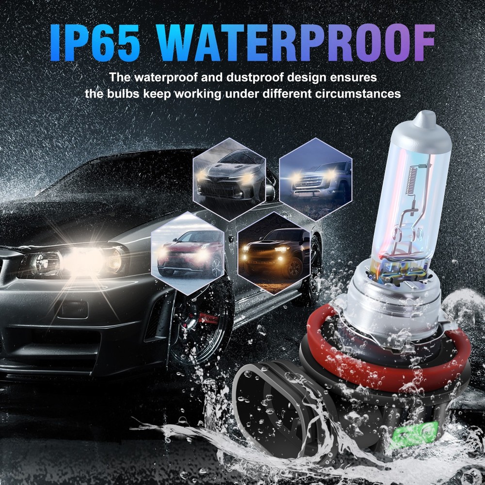 2X H11 Halogen Headlight Super Bright Bulbs Warm White High/Low Beam Replacement