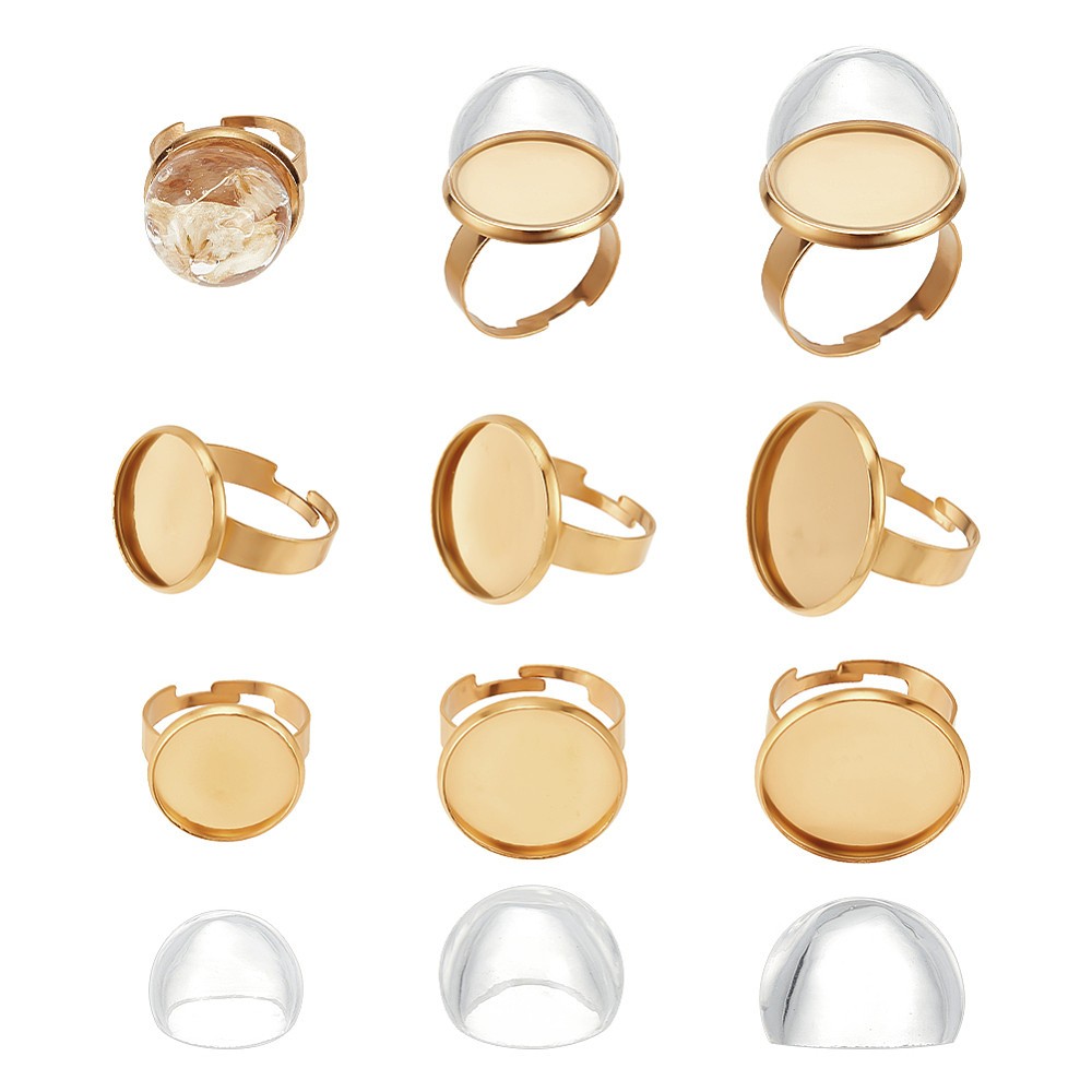 1box Blank Dome Half Round Ring Making Kit Including Adjustable 201