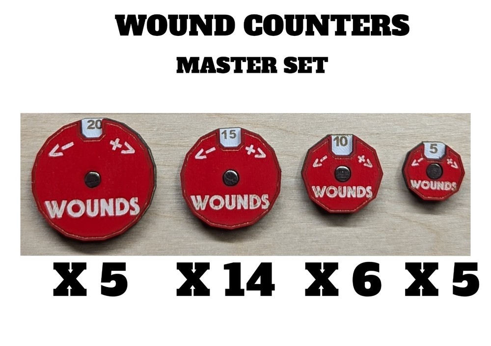 Kill Team Battle Tracker & Wound Counters Warhammer 40k Tabletop Master Set Red