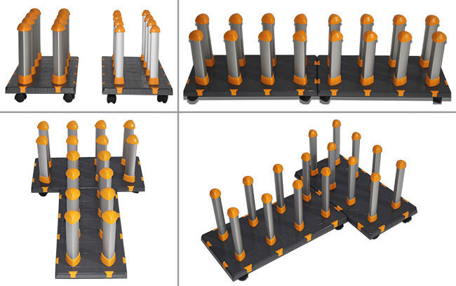3" Core Detachable Free Assembly Mobile Material Floor Rack for 16 Rolls Vinyl