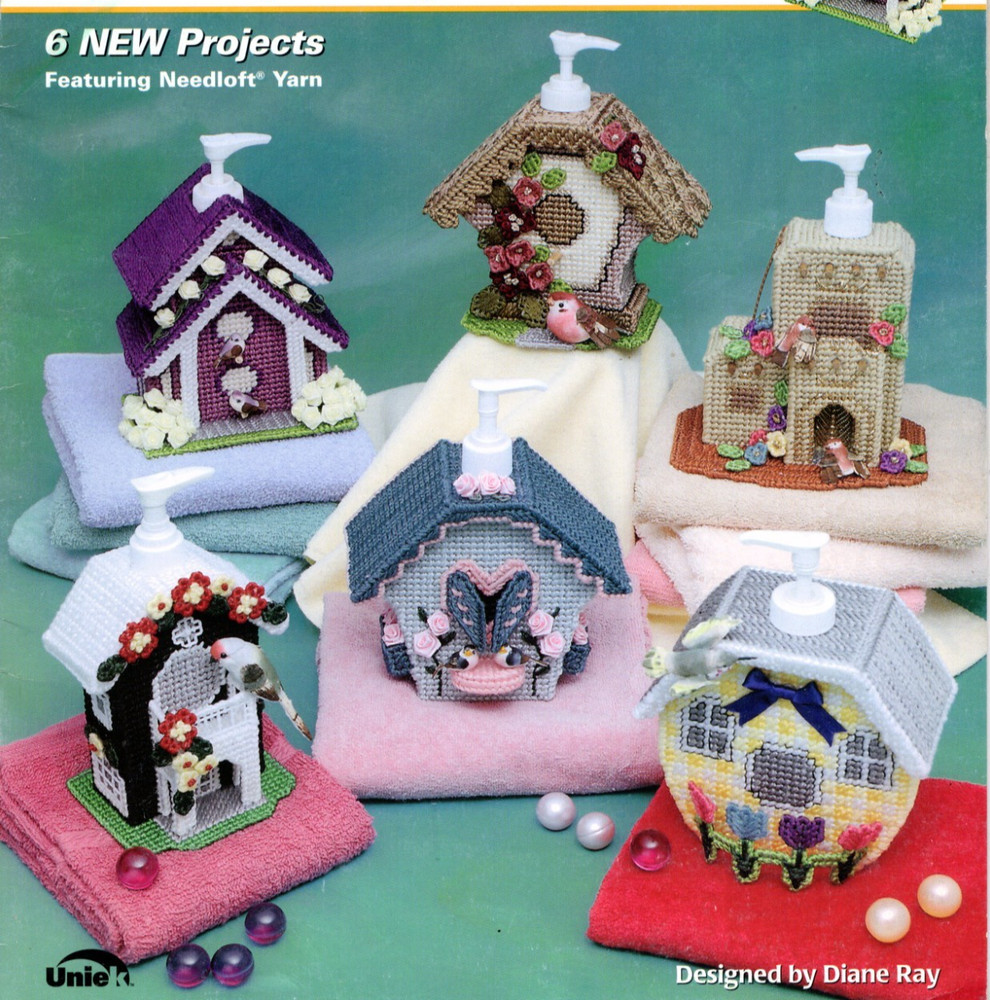 Needlecraft Liquid Soap Cottages Plastic Canvas Patterns Book Quick Count 53005