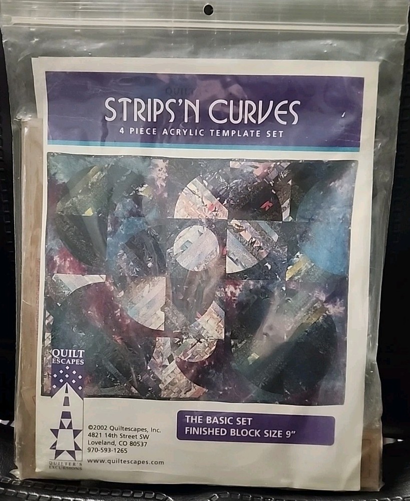 Quilt Escapes Strips N Curves 4pc Acrylic Template Set Basic set Block Size 9"