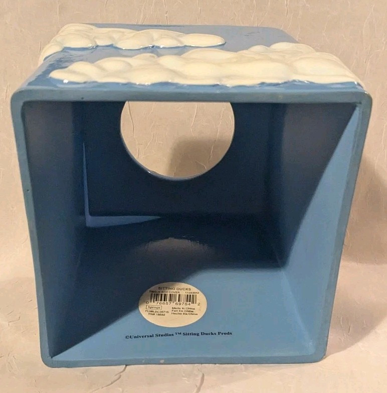 Sitting Ducks Tissue Box Cover Universal Studios Clouds Cartoon Bathroom Blue