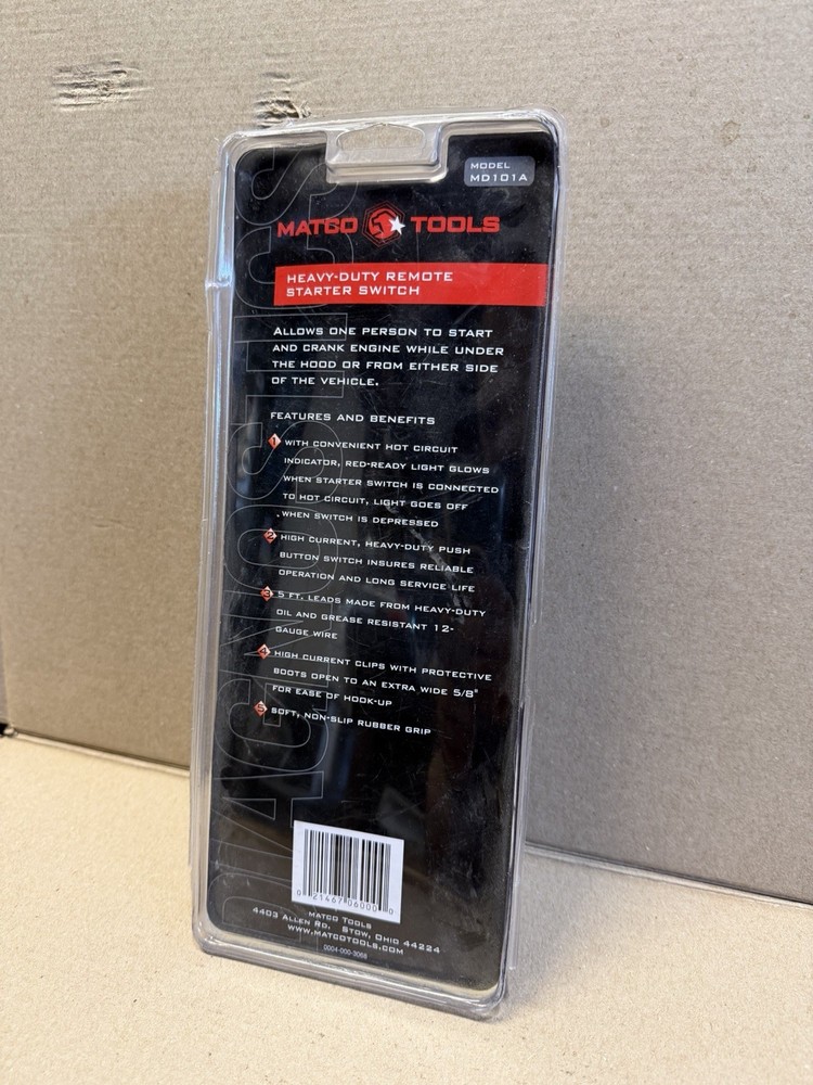 Matco Tools MD101A Heavy-Duty Remote Starter Switch With Hot Circuit Indicator