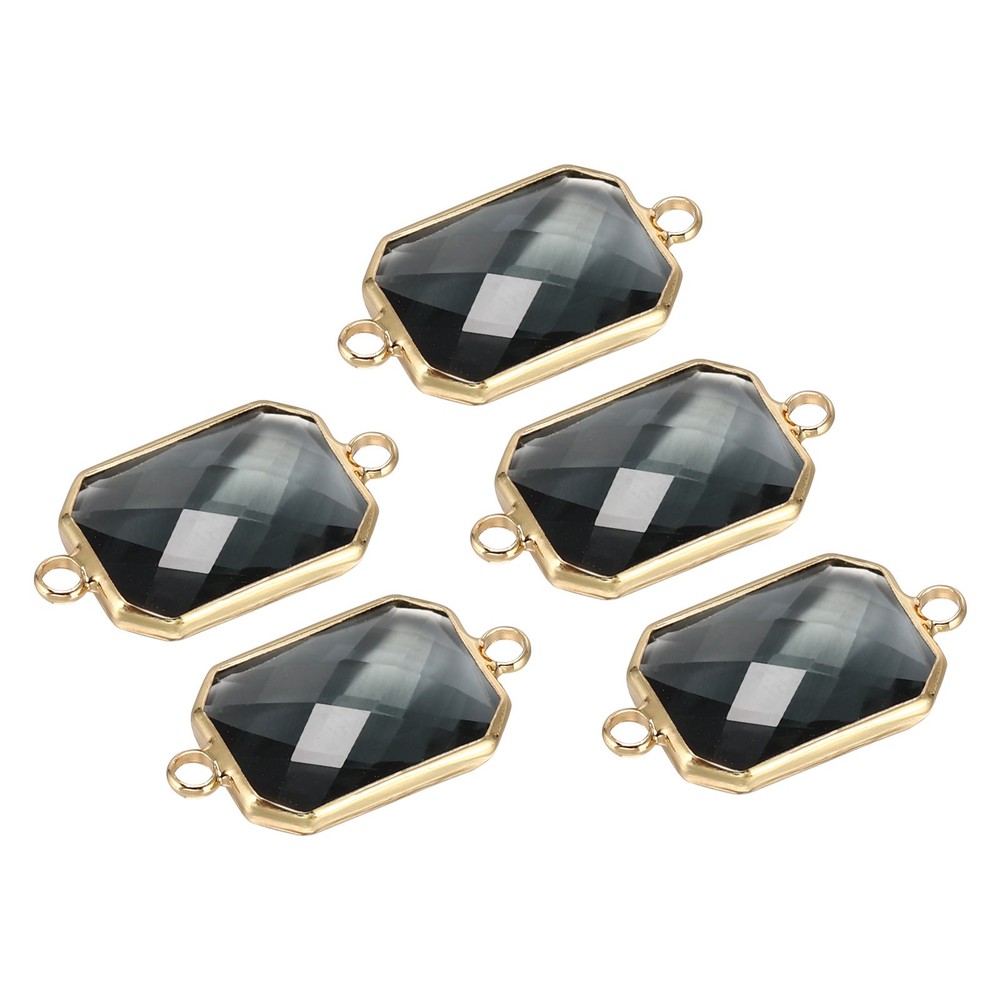 Birthstone Connector Link, 5Pcs Diamond Links Rectangle, Gray