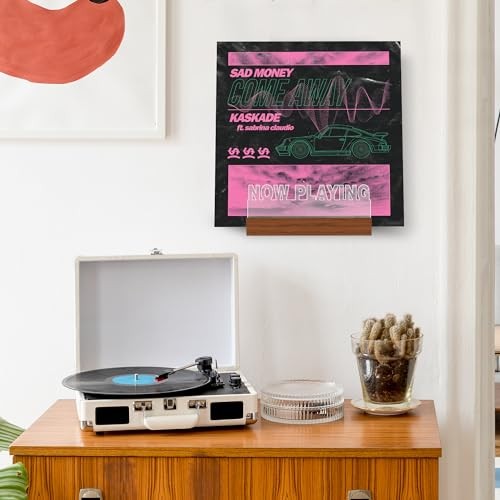 Now Playing Vinyl Record Stand Wall Mount, Rectangular Wall Mount - Warm White