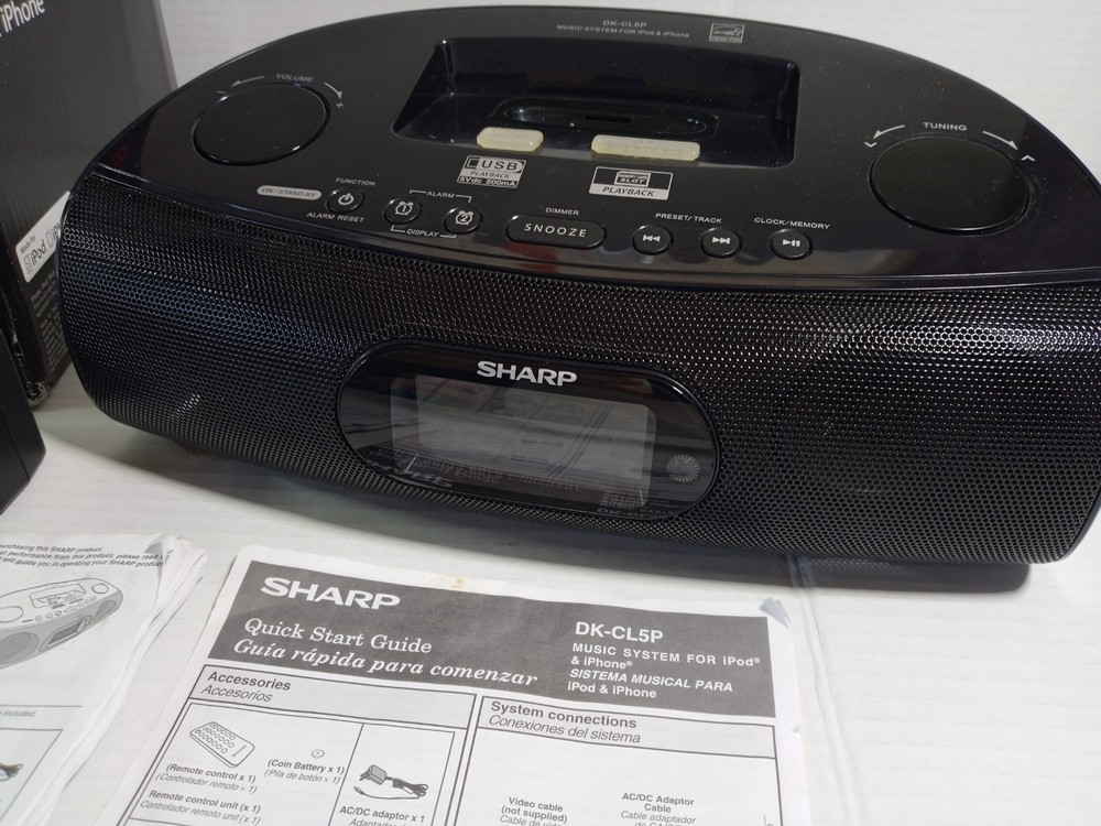 Sharp DK-CL5P Clock Radio Music System with iPod/iPhone Dock - Open Box Tested