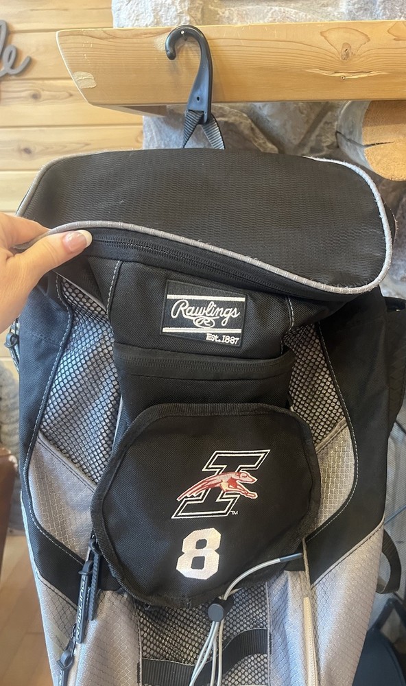 Rawlings Baseball Equipment Backpack Black Gray Bat Compartment Padded