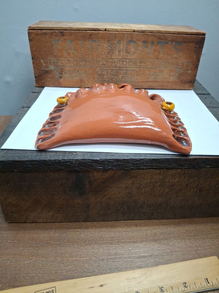 Handemade Vintage Redware Wallpocket