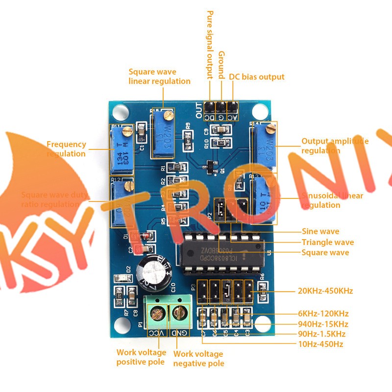 ICL8038 Medium/Low Frequency Waveform Signal Generator Sine Wave Signal Source