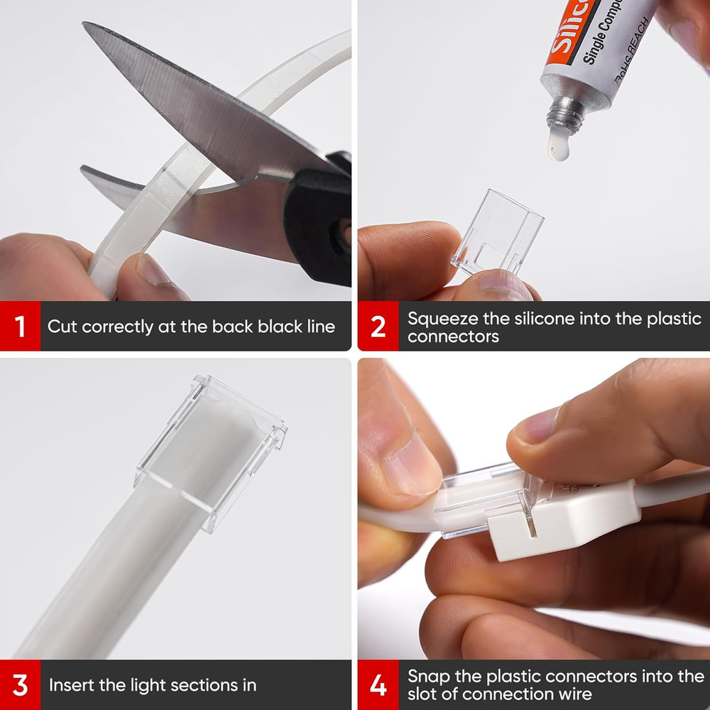 COB LED Neon Rope Lights & Connection Wire Pack - Complete Bundle