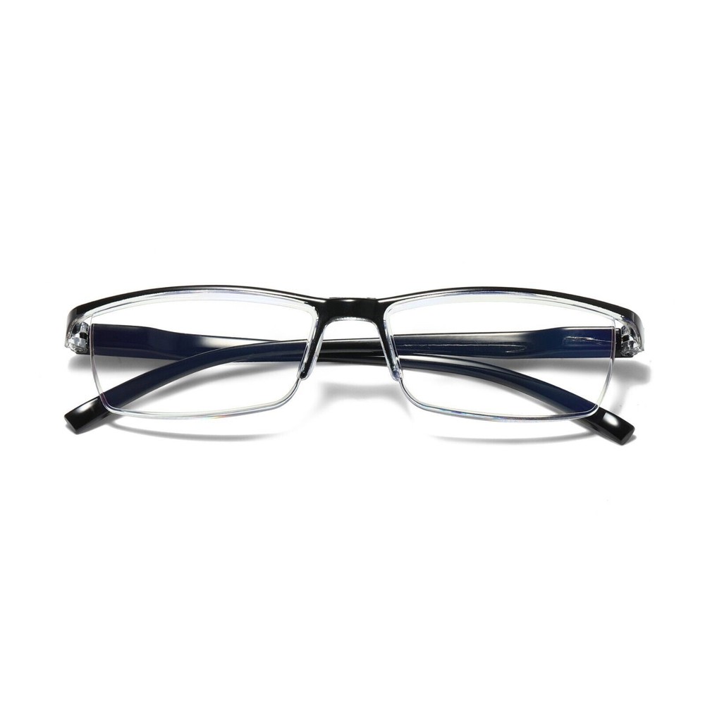 4 Pair Mens Rectangular Blue Light Blocking Reading Glasses Spring Hinge Readers