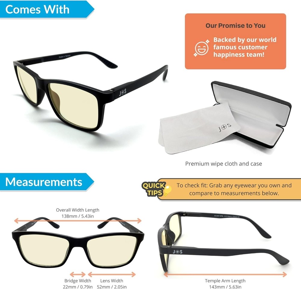 Vision Blue Light Blocking Glasses for Men Women | Computer Gaming Work| Anti...
