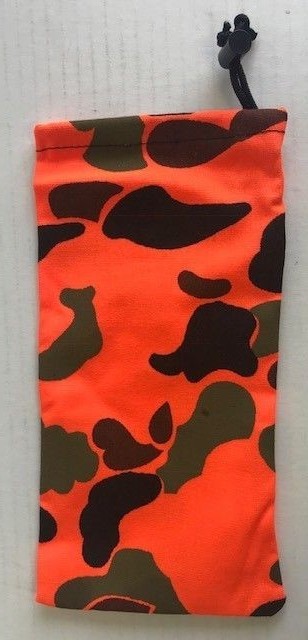 Hunting Pouch Bag - Bright Orange Camo - Handmade -Belt Loop - Cord Drawstring 