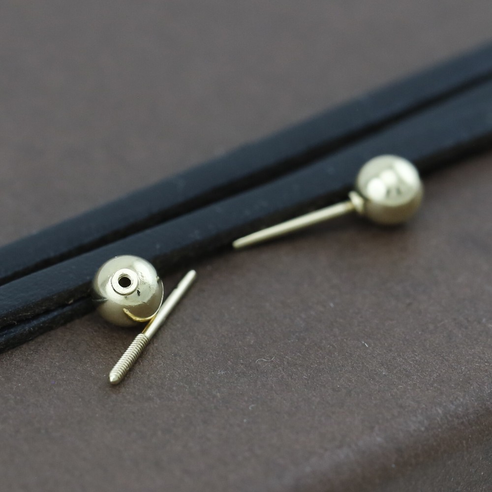 Genuine 18CT Solid Gold Screw Posts & Balls 5mm - 1 Pair Set